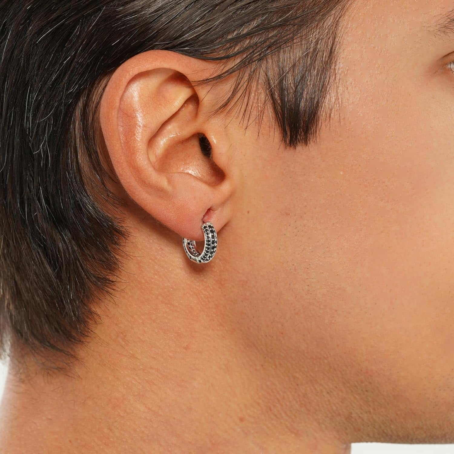 Leander Iced Out Hoop Earrings Cubic Zirconia Huggie Cartilage Cuff Hypoallergenic 14K Gold Plated Luxury Fashion Round Circle Earrings For Men Women