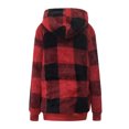 thumbnail image 4 of Soft Plush Fleece Plaid Hoodies for Women Trendy Long Sleeve Drawstring Quarter Zip Pullover Hooded Sweatshirt (3X-Large, Red), 4 of 4