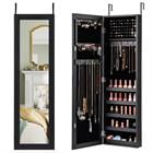 Spaco Wall-Mounted Jewelry Cabinet, Full-Size Mirror, Soft Velvet Lining, Magnetic Door Latch, Stable Installation, Black