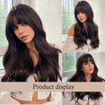 thumbnail image 2 of Long Gray Brown Curly Hair Wig with Bangs Charming Fluffy Hair Extensions for Women Girls, 2 of 5