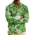 thumbnail image 4 of Men's St. Patrick's Day Shamrock Plaid Polo Collar Long Sleeve Pullover Top, 4 of 6
