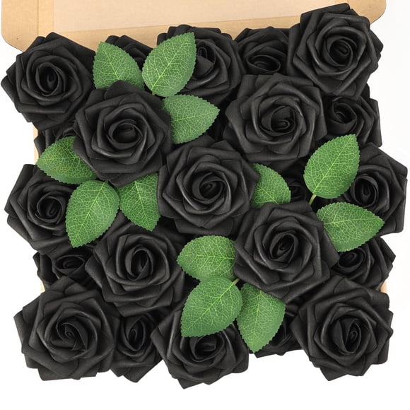 Flores Artificiales N&T NIETING Rosa Negra 25 piezas 18 cm