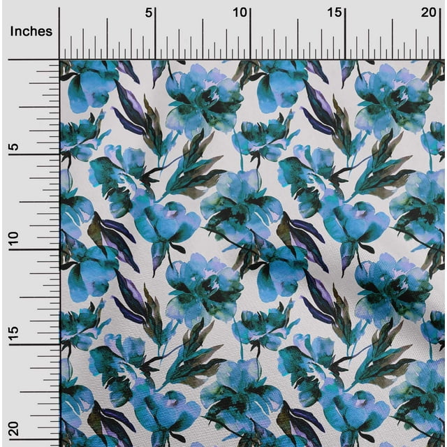 oneOone Cotton Silk Medium Blue Fabric Florals Sewing Craft Projects Fabric Prints By Yard 42 Inch Wide