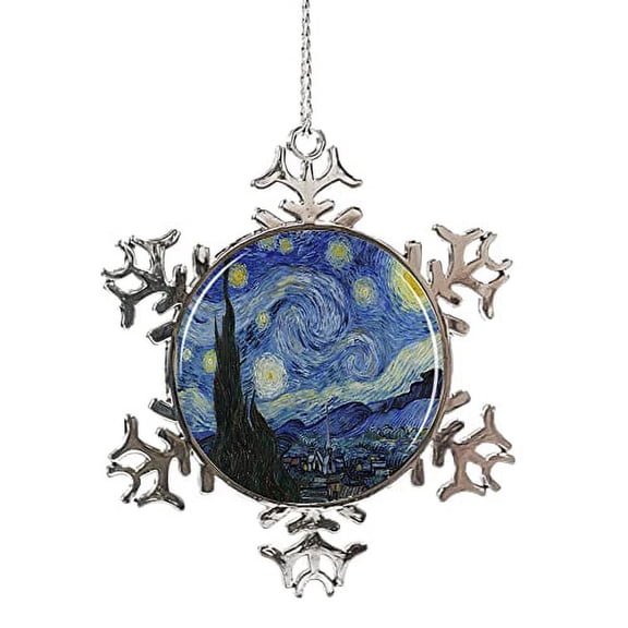 Silver Snowflake Starry Night Ornament Van Gogh Decoration Christmas Tree Hanging Ornament