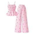 thumbnail image 6 of mgoYE Girl Summer Clothes Linen Outfit Bows Ruffled Shirts + Pant Set Princess Outfit Short 8 9 10 11 12 Years Size 9-10 Years, 6 of 7