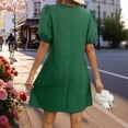 thumbnail image 6 of Gamivast Little Dress for Women Short Puff Sleeve V-Neck Jacquard Textured Tunic Dress Loose Fit Solid Short Dress Casual Daily Work Office Date, 6 of 8