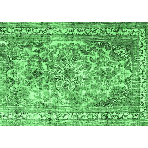 Ahgly Company Indoor Rectangle Persian Emerald Green Traditional Area Rugs, 2' x 4'
