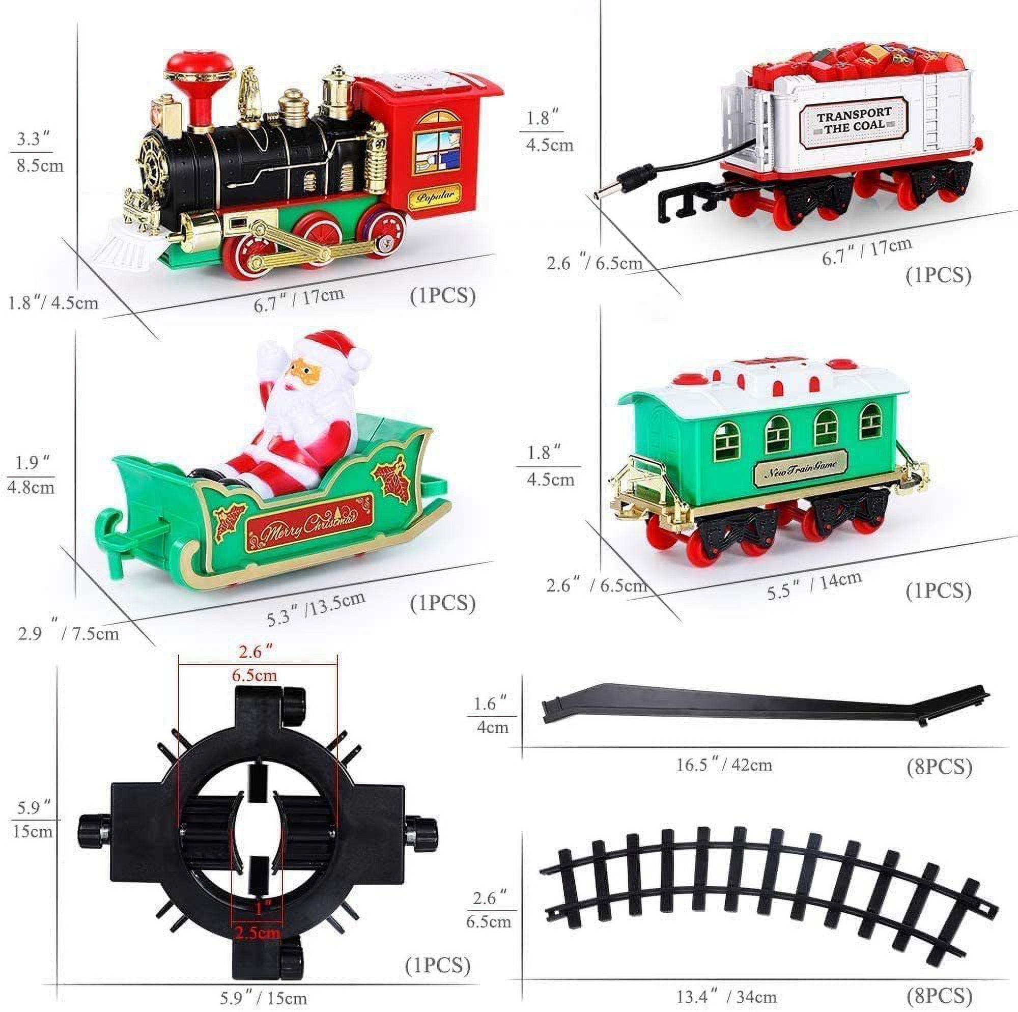 Christmas Train Set Around Under The Tree Floating Train Around The Xmas Tree Skirt Elec Train Set with Light Sound Battery Operated Kids Train Toys with Locomotive Engine Cars Tracks Kid Gift