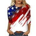 thumbnail image 2 of UVEASISHA 4th of July Shirts for Women 3/4 Sleeve Novelty Print Graphic Tee Loose Casual Beach Party Tops Multicolor#1 XXXXXL, 2 of 5