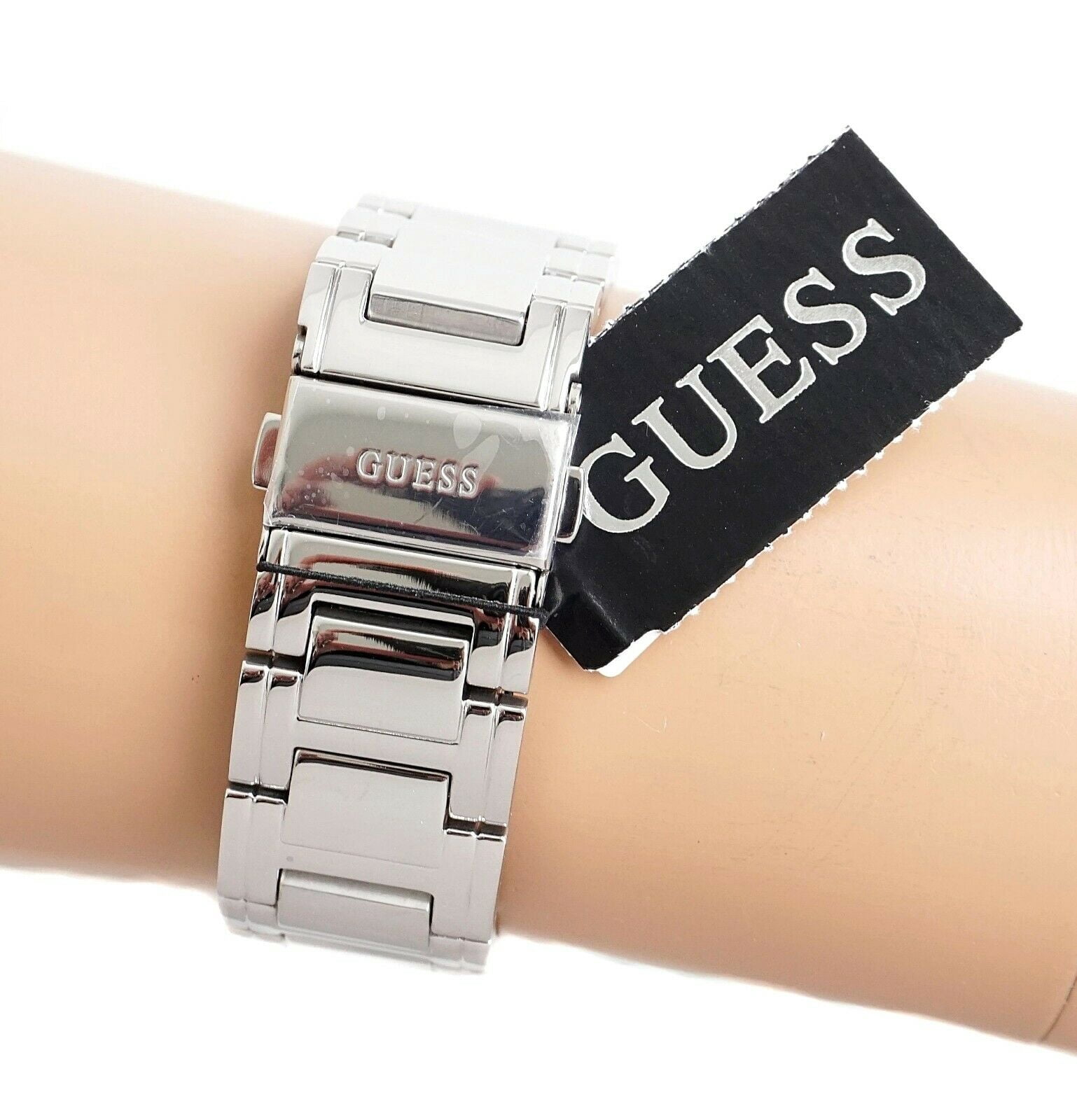 Guess Crystal Steel White MOP Dial Ladies Quartz Watch G96037L ladies GUESS off-white ivory cream band analog WATCH  main image 4
