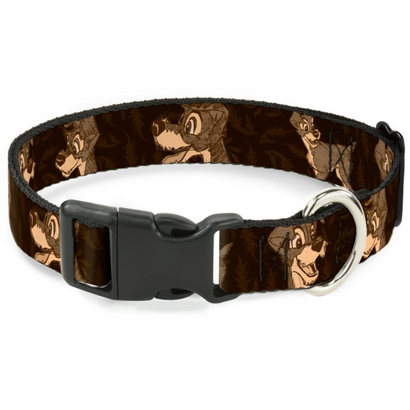 Disney Pet Collar, Dog Collar Plastic Buckle, Tramp 4 Pose Sketch Browns, 9.5 to 14.5 Inches 0.5 Inch Wide