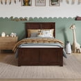 thumbnail image 2 of Charlotte Twin Wood Low Profile Platform Bed with Matching Footboard in Walnut, 2 of 13