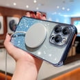 thumbnail image 3 of Decase Cover For iPhone 12 Pro, Mag Safe Bling Case,Luxury Plating Cute Glitter Anti-Scratch Shockproof Cover,with Full Camera Protection Magnetic,Case for Women Girls, blue, 3 of 3