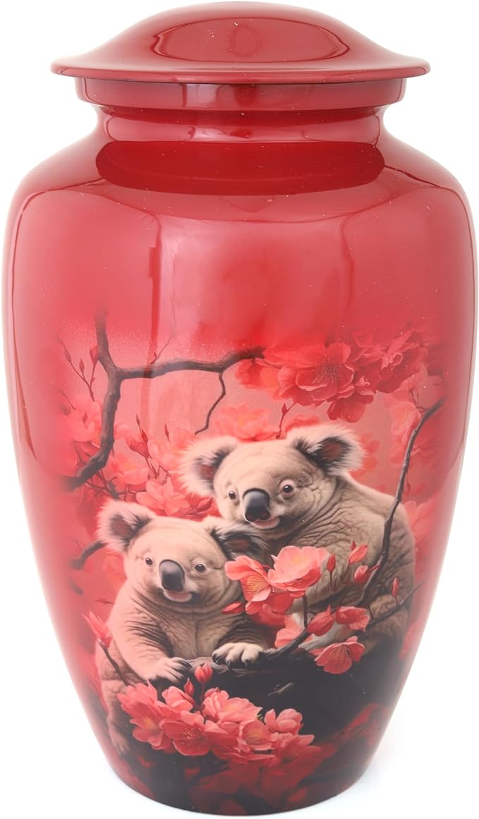 EDEN URNS for Human Ashes Adult Memorial urn Funeral Cremation Urns Red Koala (Aluminum