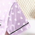 thumbnail image 6 of Lenpel Girls Boys Satin Pajamas Set Cute Short Sleeve Button down Printed Sleepwear Shorts 2 Pcs Summer Pj Sets, 6 of 7