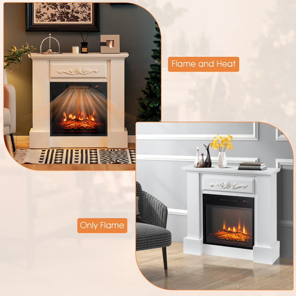 Kadyn Heater,Fireplace, Electric Fireplace, Fireplace Heater,1400W TV Stand Electric Fireplace Mantel with Remote Control-White