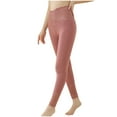 thumbnail image 2 of Women's Fleece Lined Leggings Thermal Warm Winter Tights High Waisted Yoga Pants Cold Weather with Pockets Watermelon Red XXL, 2 of 7