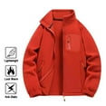 thumbnail image 2 of LpwkSSA Men's Polar Fleece Jacket Stand-Up Collar Long Sleeve Zipper Windproof Coat with Pockets Solid Color Loose Fit Winter Outwear Red L, 2 of 6