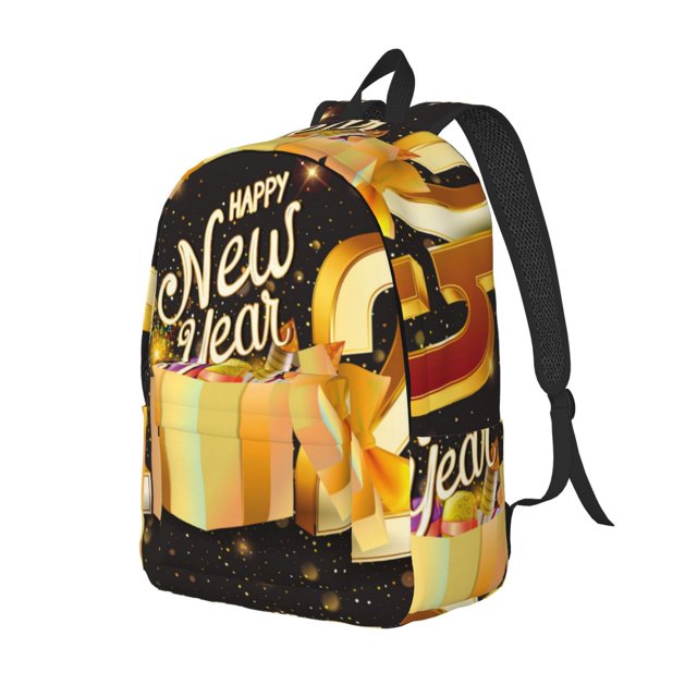 Balery Happy New Year 2025 C Mochila Clásica Impresa Básica para Viaje, Mochila Escolar Resistente al Agua, Mochila de Lona con Correas Ajustables-Medium