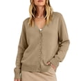thumbnail image 3 of Lumtrix Cardigans Sweater For Women Warm Lightweight Button Front Cardigan Oversized Long Sleeve V Neck Cozy Sweaters Dressy Casual Tops Khaki S, 3 of 9