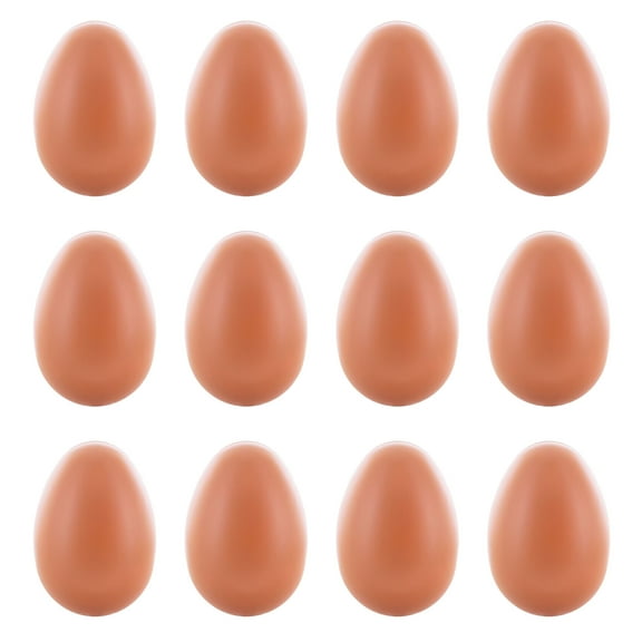 Set of 12 Brown Hollow Plastic Dummy Fake Nest Eggs 2.25 Inches