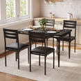 thumbnail image 2 of 1004|space-saving 5-piece industrial dining set - negra mesa & 4 sillas, perfect para small kitchens o apartments, 2 of 7
