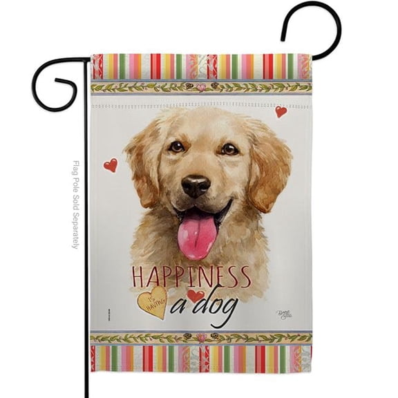 Breeze Decor G160180-BO 13 x 18.5 in. Dog Golden Retriever Happiness Double-Sided Decorative Vertical Garden Flag