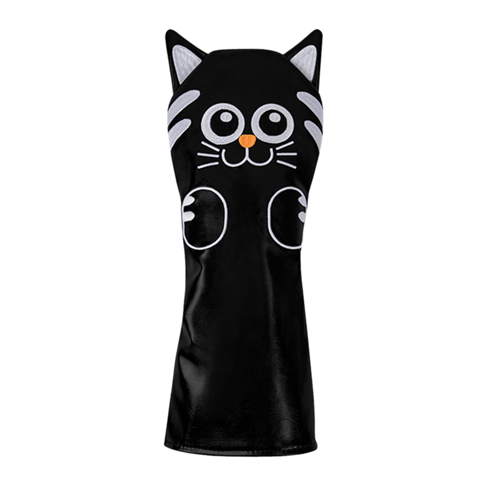 Golf Head Covers Equipment Mallet Putter Cat Pattern PU Leather Accessories Golf Driver Black