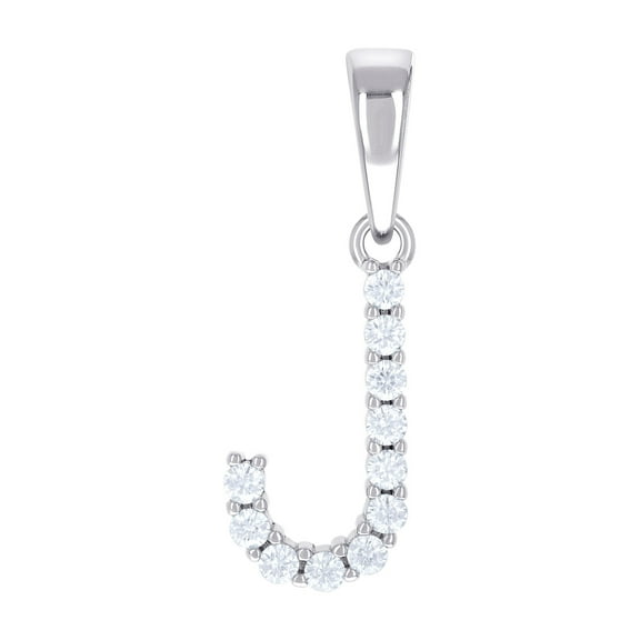925 Sterling Silver Unisex 0.35ct Moissanite Letter Name Personalized Monogram Initial J Alphabet Charm Pendant Necklace