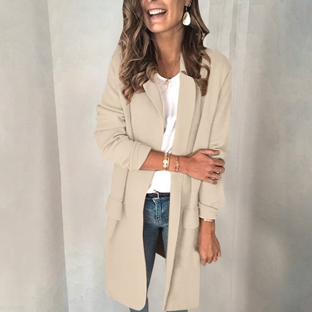 Simua Women's 2024 Trendy Cardigan Sweaters Open Front Long Sleeve Mid-Length Coats with Pockets