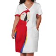thumbnail image 3 of Hermoso vestido de bolsillo suelto con arte de guacamayo escarlata Vestidos de verano para mujer Vestidos de mujer elegantes y bonitos, 3 of 7