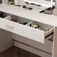 thumbnail image 4 of Tocador de Maquillaje, Espejo y Luces de Brillo Ajustable, Tocador con 1 cajón de Almacenamiento 6 y estantes Abiertos, Muebles de Maquillaje Modernos para Vestidor de Dormitorio (Blanco), 4 of 8