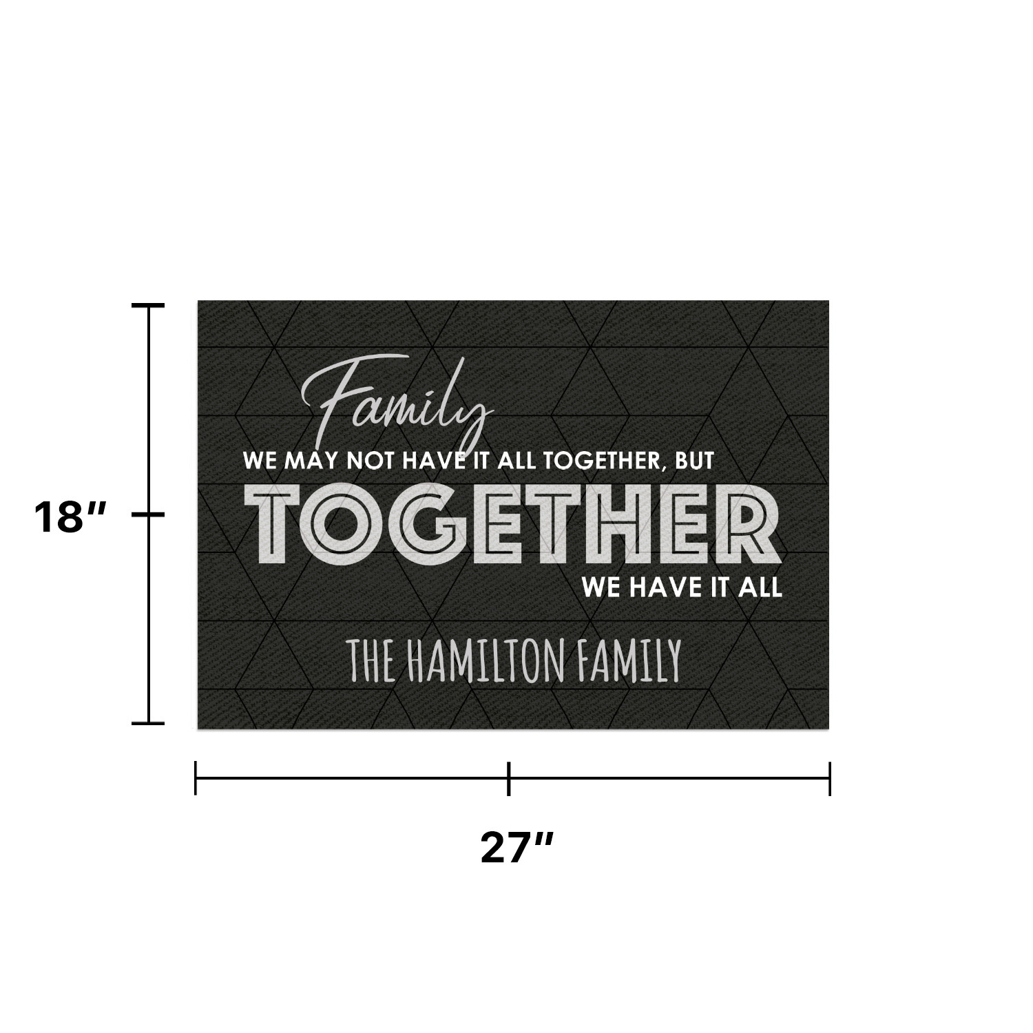 Personalized Planet 27x18 We May Not Have it All Together But Together We Have It All Doormat with Custom Family Name Printed on Rectangular 1/4” Thick Non Slip Mat for Kitchen Hallway Deck or Porch