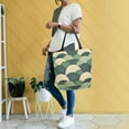 thumbnail image 4 of FORMRS Womens Canvas Tote Bag with Zipper Inner Pocket Shoulder Handbag, Green Abstract Shapes, 4 of 7