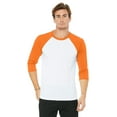 thumbnail image 2 of Unisex 3/4-Sleeve Baseball T-Shirt (WHITE/NEON ORANGE - Extra Large), 2 of 5