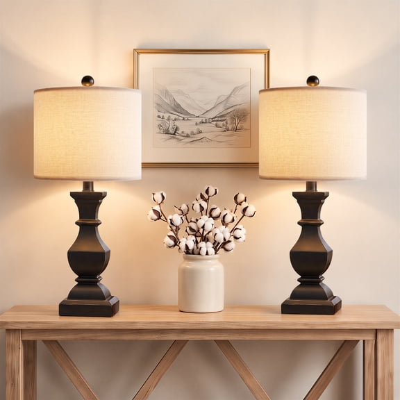 Oneach Retro Table Lamps Set of 2 Nightstands Lamps for Bedroom Living Room 20.5" Vintage Rustic Bedside Lamp