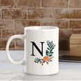 thumbnail image 5 of N Floral Pattern 11oz Ceramic Coffee Mug | Initial Personalized Gift, 5 of 7