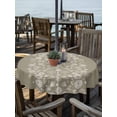 thumbnail image 2 of Outdoor Tablecloths with Umbrella Hole & Zipper, Japanese Round Tablecloths 60 Inch, Grey Simple Traditional Flowers Leaves Pattern Waterproof Table Cloth, Patio/Pool/Picnic Table Covers, 2 of 8