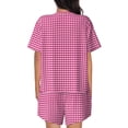 thumbnail image 3 of Kdxio Pink Gingham Print Pajamas Sets for Women Short-Sleeved Pjs with Lounge Shorts Two Piece Sleepwear S-4XL, 3 of 8