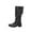 Black Buckle Knee High Boots, variant on hopeusnice Women's Buckle Knee High Boots Fold Over Faux Leather Fall Winter Shoes Buckle Decor Comfortable Mid Calf Boots Black 37