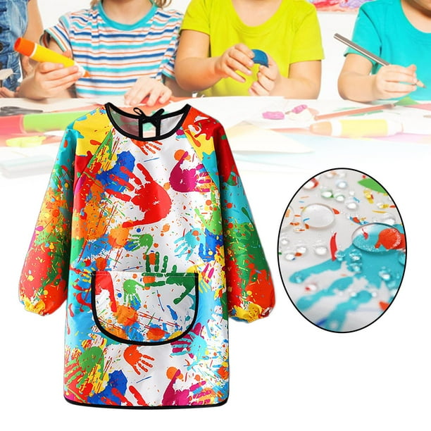 Delantal de pintura para niños, de arte para pintar, cubierta de manga larga, babero de alimentación de bebé, guardería para cocinar, dibujar y Estilo A M