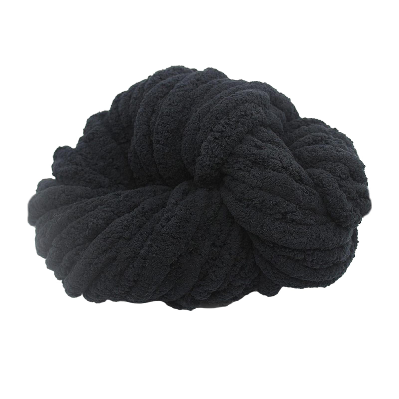 Tachiuwa Chunky Chenille Yarn for Crocheting, Bulky Thick Yarn for Knitting,Super Bulky Chunky Yarn for Hand Knitting Blanket Black