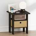 thumbnail image 2 of Furinno TIDUR Open Shelf Nightstand with Storage Bin. End Table. Espresso, 2 of 5
