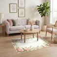 thumbnail image 3 of ODIKA 4'x6' Ultra-Soft Area Rug, Coquette Bow Floral With Delicate Ribbon Bouquet Trellis Border None Washable, Bare feet friendly, Silk-Touch for Bedroom Home office, 3 of 7