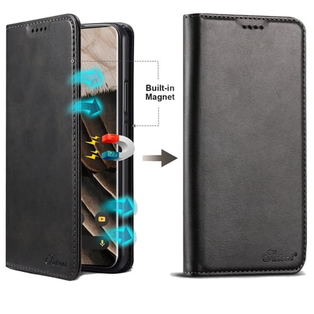 Dteck for iPhone 7 / 8 / SE 2022 & 2020 Wallet Case, Folio Flip Magnetic Closure PU Leather Cover with Kickstand and Credit Card Slots,Black