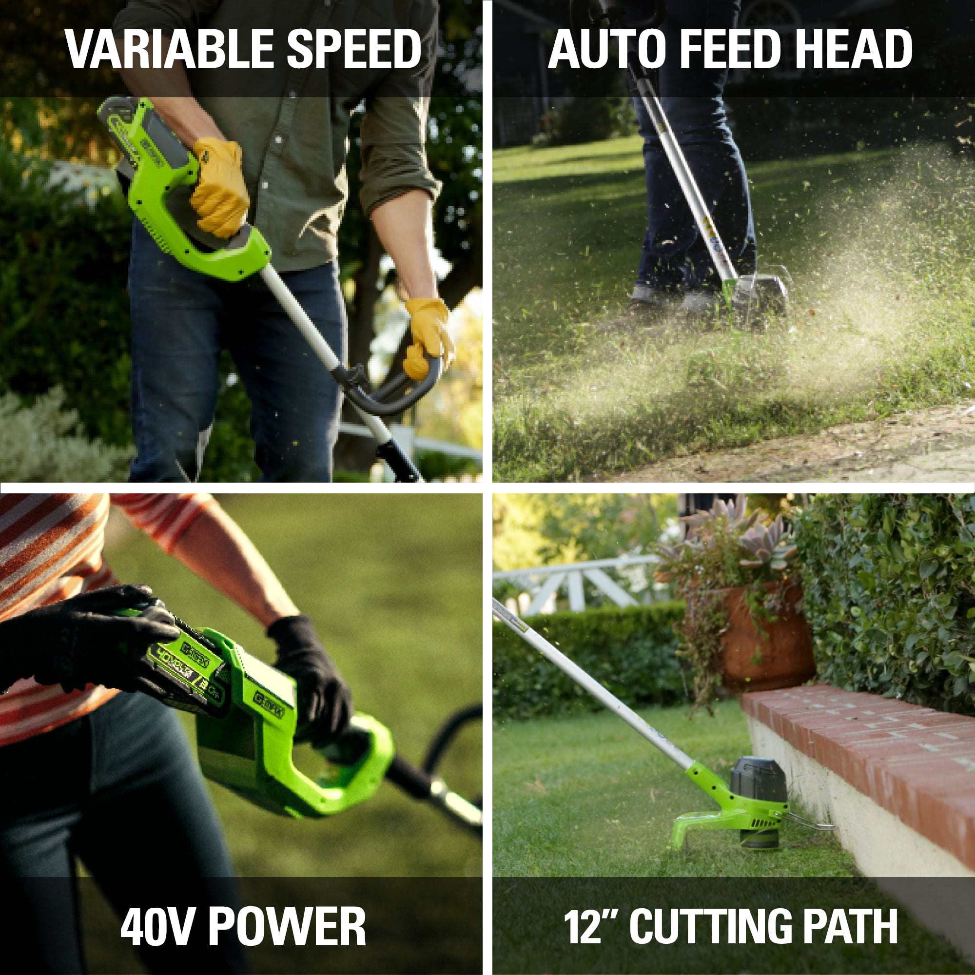 Greenworks 40V 12" String Trimmer with 2.0 Ah Battery & Charger 2101602