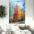 thumbnail image 3 of Colorful Tapestry, Public Square of Stortorget Image at Stockholm Old Town Art Print, Wall Hanging for Bedroom Living Room Dorm Decor, 60W X 80L Inches, Pale Sky Blue Multicolor, by Ambesonne, 3 of 5
