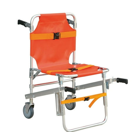 Anqidi EMS Stair Chair Foldable Medical Emergency Evacuation Transport Wheelchair 2-Wheel Lift Assist Device Aluminum Up/Down Climbing Transfer Chair 350lbs for Patient Elderly