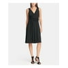 DKNY Womens Black Sleeveless V Neck Midi Shift Party Dress Size: 2