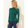 thumbnail image 3 of INSPIRE CHIC Blusa de punto de manga larga con cuello alto fruncido para mujer Verde XL, 3 of 5